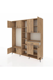 Hyperion Dolap 12 Raflı Tek Çekmeceli 8 Kapaklı 220x44x243 Çam-Çam/Çam