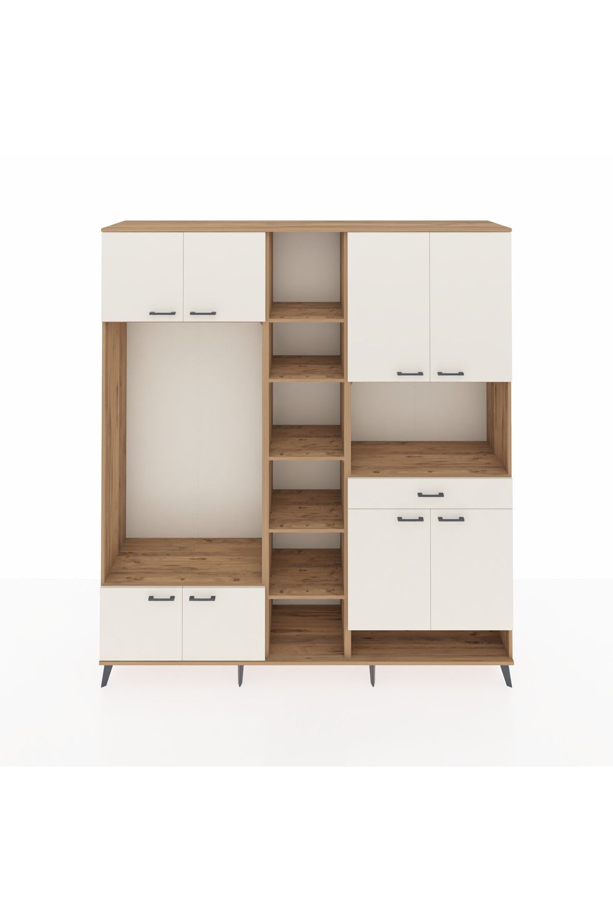 Hyperion Dolap 12 Raflı Tek Çekmeceli 8 Kapaklı 220x44x243 Çam-Aytaşı/Aytaşı