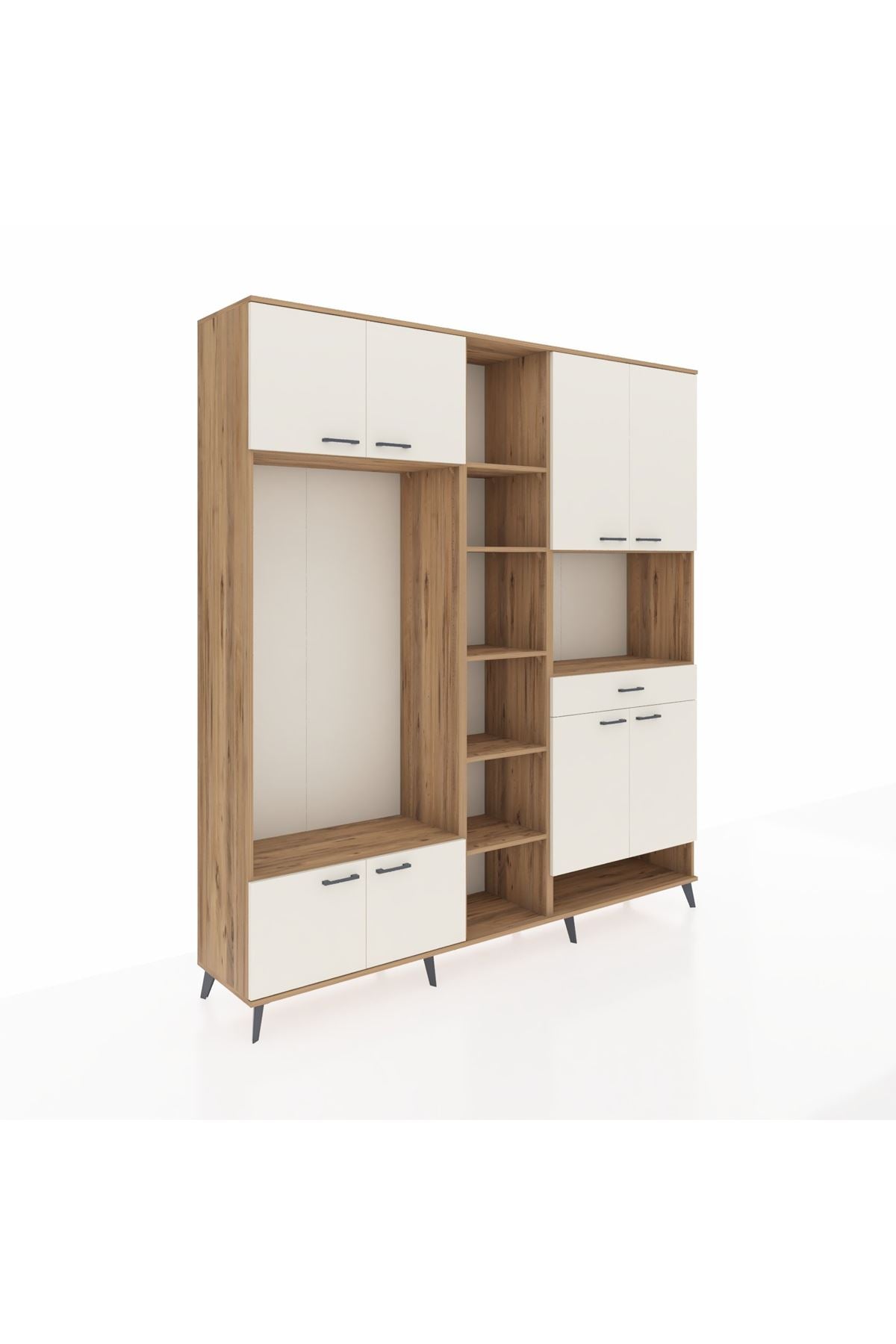 Hyperion Dolap 12 Raflı Tek Çekmeceli 8 Kapaklı 220x44x243 Çam-Aytaşı/Aytaşı