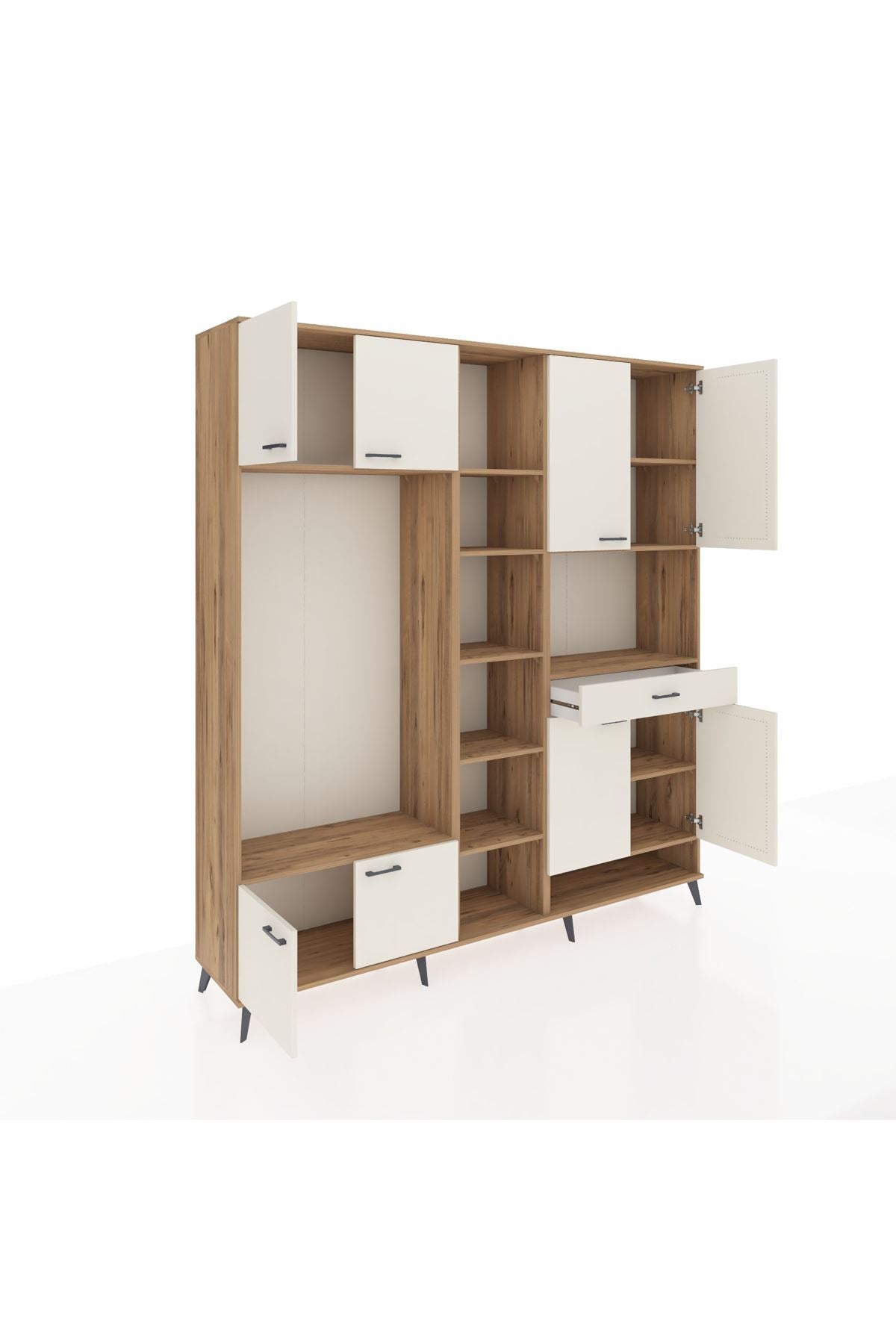 Hyperion Dolap 12 Raflı Tek Çekmeceli 8 Kapaklı 220x44x243 Çam-Aytaşı/Aytaşı