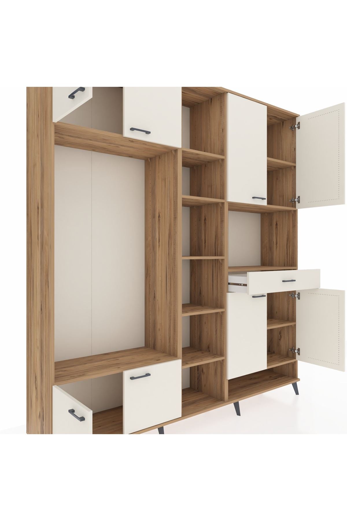 Hyperion Dolap 12 Raflı Tek Çekmeceli 8 Kapaklı 220x44x243 Çam-Aytaşı/Aytaşı