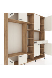 Hyperion Dolap 12 Raflı Tek Çekmeceli 8 Kapaklı 220x44x243 Çam-Aytaşı/Aytaşı