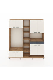 Hyperion Dolap 12 Raflı Tek Çekmeceli 8 Kapaklı 220x44x243 Çam-Aytaşı/Antrasit