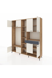 Hyperion Dolap 12 Raflı Tek Çekmeceli 8 Kapaklı 220x44x243 Çam-Aytaşı/Antrasit