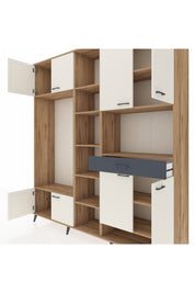 Hyperion Dolap 12 Raflı Tek Çekmeceli 8 Kapaklı 220x44x243 Çam-Aytaşı/Antrasit