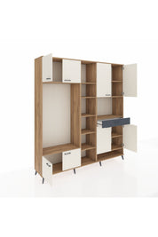 Hyperion Dolap 12 Raflı Tek Çekmeceli 8 Kapaklı 220x44x243 Çam-Aytaşı/Antrasit