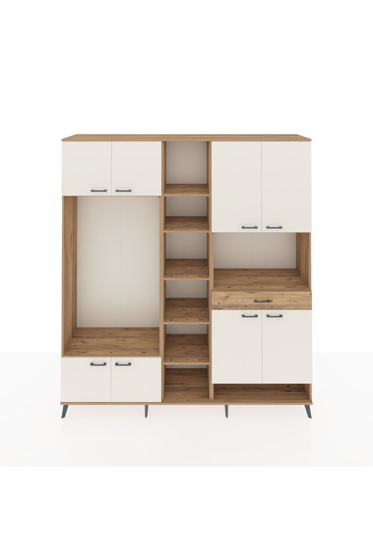 Hyperion Dolap 12 Raflı Tek Çekmeceli 8 Kapaklı 220x44x243 Çam-Aytaşı/Çam