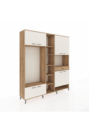 Hyperion Dolap 12 Raflı Tek Çekmeceli 8 Kapaklı 220x44x243 Çam-Aytaşı/Çam