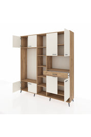 Hyperion Dolap 12 Raflı Tek Çekmeceli 8 Kapaklı 220x44x243 Çam-Aytaşı/Çam