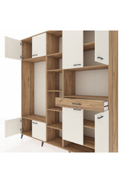 Hyperion Dolap 12 Raflı Tek Çekmeceli 8 Kapaklı 220x44x243 Çam-Aytaşı/Çam