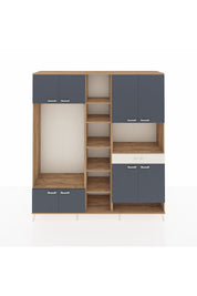 Hyperion Dolap 12 Raflı Tek Çekmeceli 8 Kapaklı 220x44x243 Çam-Antrasit/Aytaşı