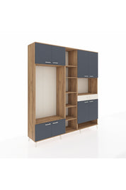 Hyperion Dolap 12 Raflı Tek Çekmeceli 8 Kapaklı 220x44x243 Çam-Antrasit/Aytaşı