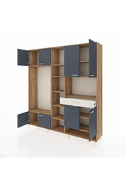 Hyperion Dolap 12 Raflı Tek Çekmeceli 8 Kapaklı 220x44x243 Çam-Antrasit/Aytaşı