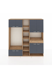 Hyperion Dolap 12 Raflı Tek Çekmeceli 8 Kapaklı 220x44x243 Çam-Antrasit/Çam