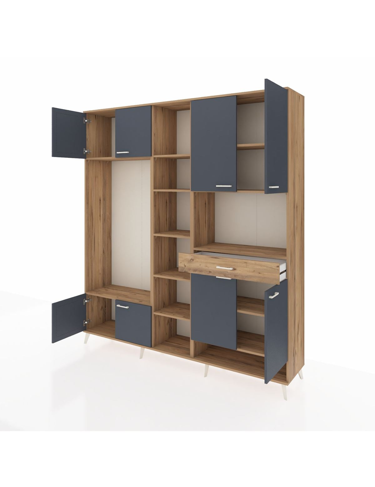 Hyperion Dolap 12 Raflı Tek Çekmeceli 8 Kapaklı 220x44x243 - S553M070V27B