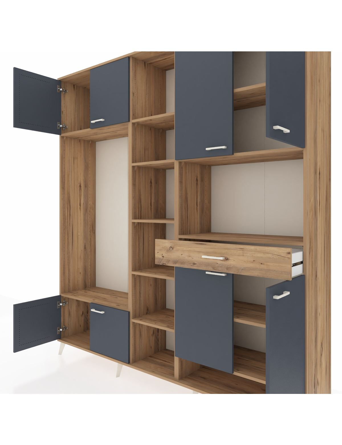 Hyperion Dolap 12 Raflı Tek Çekmeceli 8 Kapaklı 220x44x243 - S553M070V27B