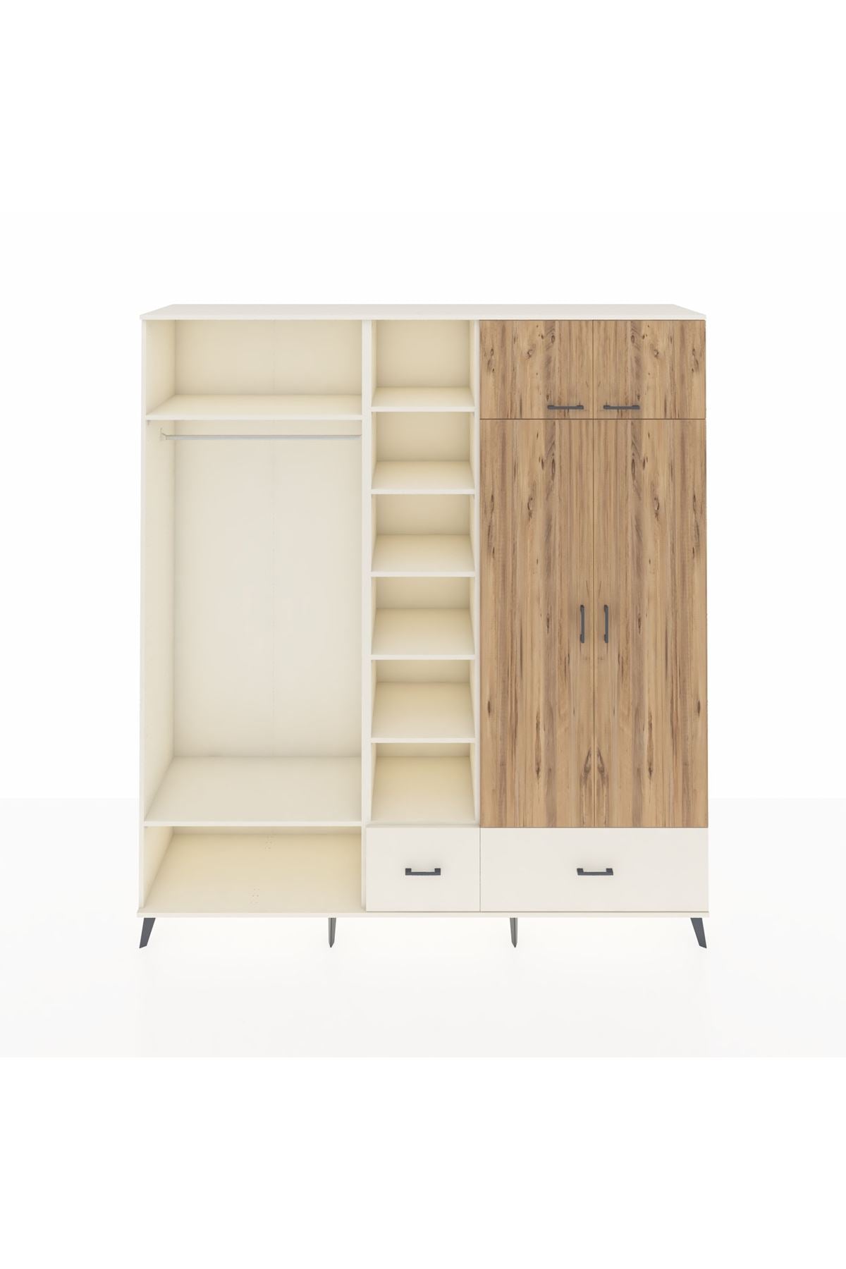 Hyperion Dolap 12 Raflı 2 Çekmeceli 2 Askılı 220x44x243 Aytaşı-Çam/Aytaşı