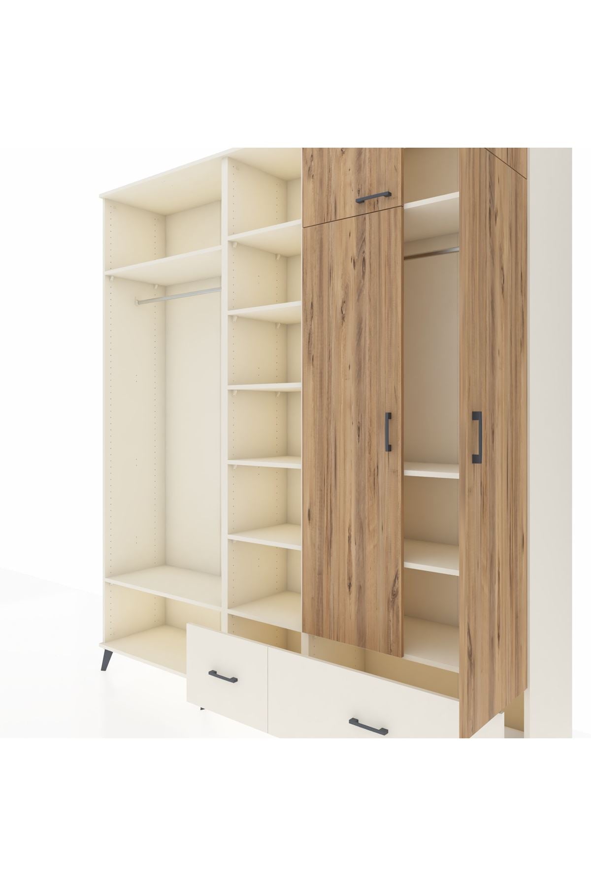 Hyperion Dolap 12 Raflı 2 Çekmeceli 2 Askılı 220x44x243 Aytaşı-Çam/Aytaşı