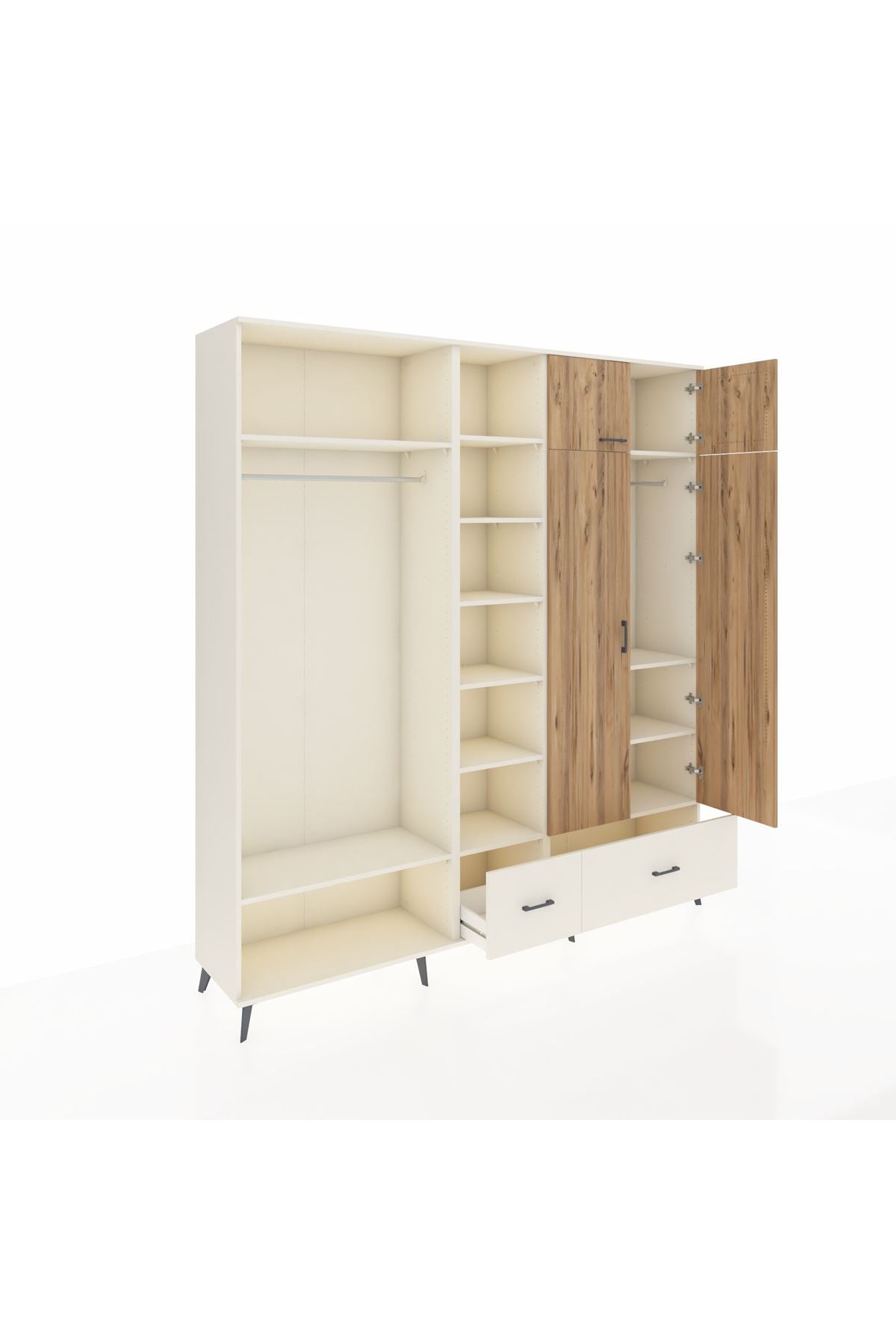 Hyperion Dolap 12 Raflı 2 Çekmeceli 2 Askılı 220x44x243 Aytaşı-Çam/Aytaşı