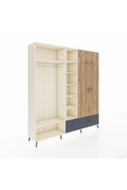 Hyperion Dolap 12 Raflı 2 Çekmeceli 2 Askılı 220x44x243 Aytaşı-Çam/Antrasit