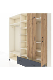 Hyperion Dolap 12 Raflı 2 Çekmeceli 2 Askılı 220x44x243 Aytaşı-Çam/Antrasit