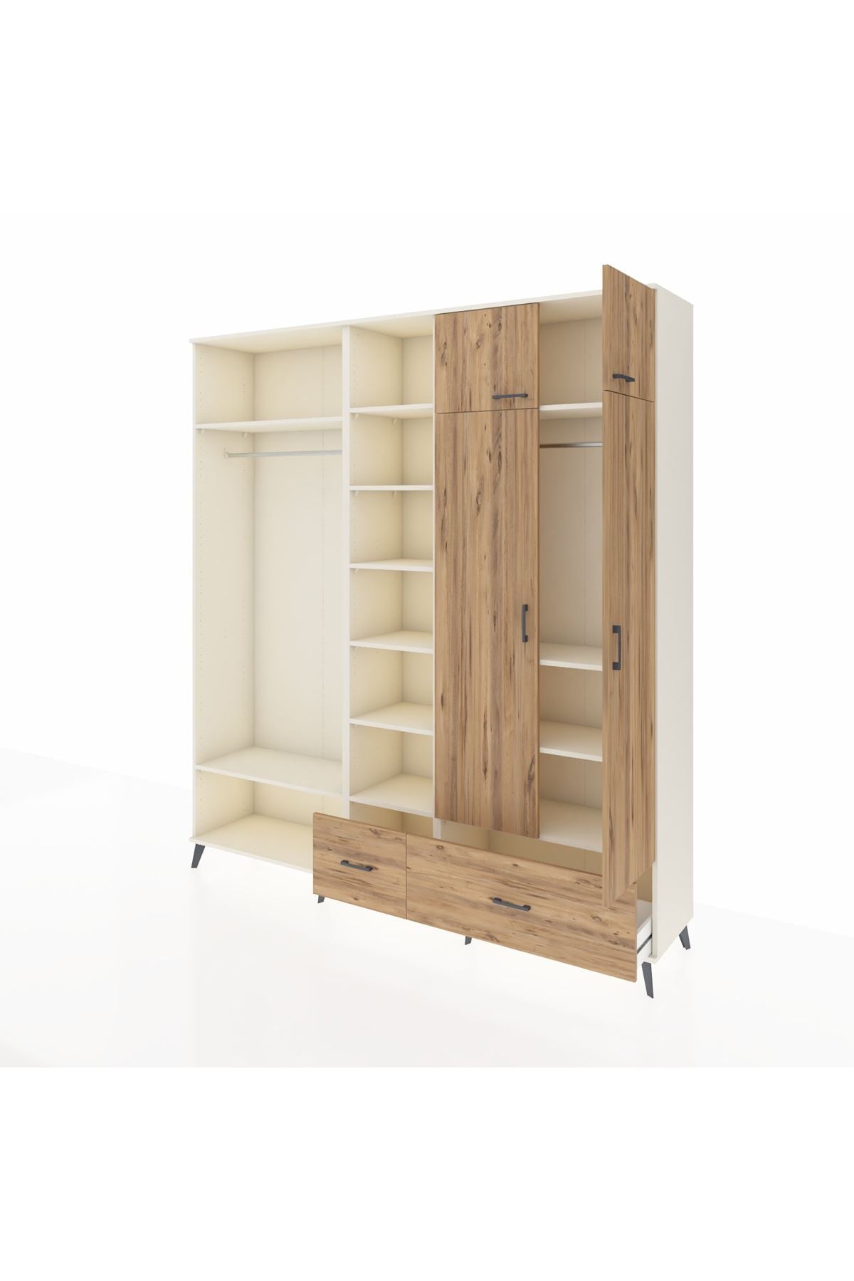 Hyperion Gardrop 12 Raflı 2 Çekmeceli 2 Askılı 220x44x243 Aytaşı-Çam/Çam