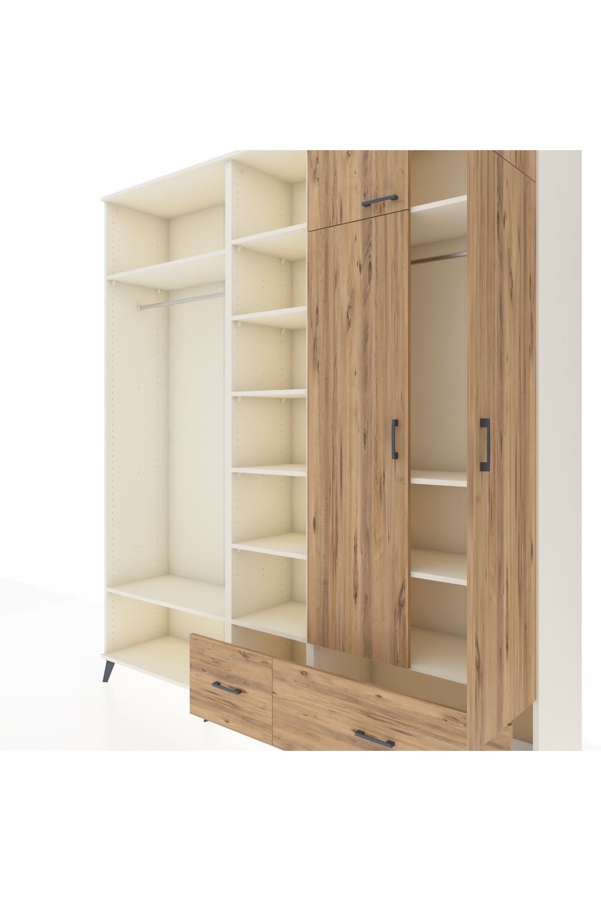 Hyperion Gardrop 12 Raflı 2 Çekmeceli 2 Askılı 220x44x243 Aytaşı-Çam/Çam