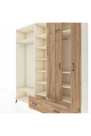 Hyperion Gardrop 12 Raflı 2 Çekmeceli 2 Askılı 220x44x243 Aytaşı-Çam/Çam