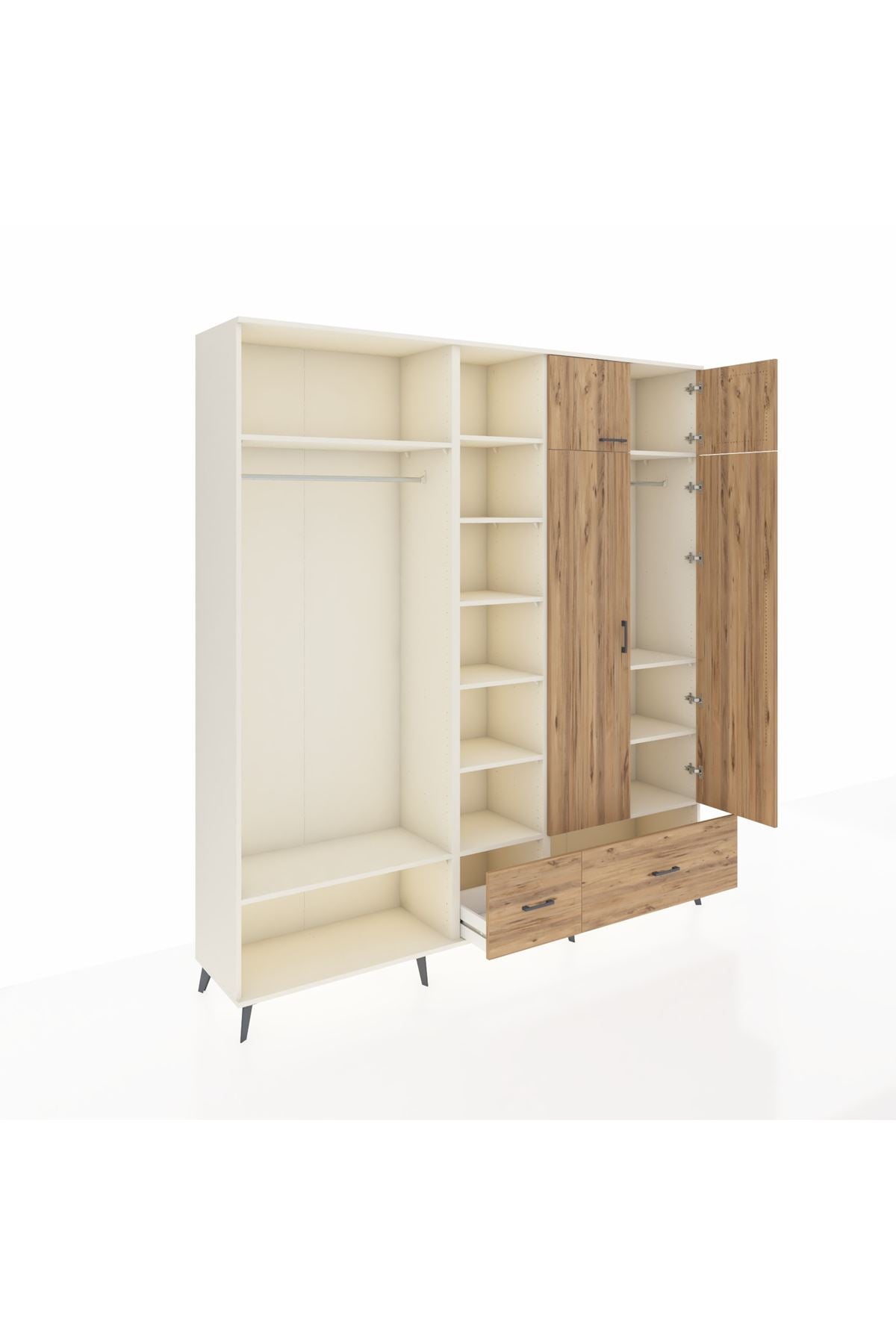 Hyperion Gardrop 12 Raflı 2 Çekmeceli 2 Askılı 220x44x243 Aytaşı-Çam/Çam