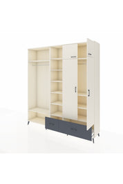 Hyperion Dolap 12 Raflı 2 Çekmeceli 2 Askılı 220x44x243 Aytaşı-Aytaşı/Antrasit