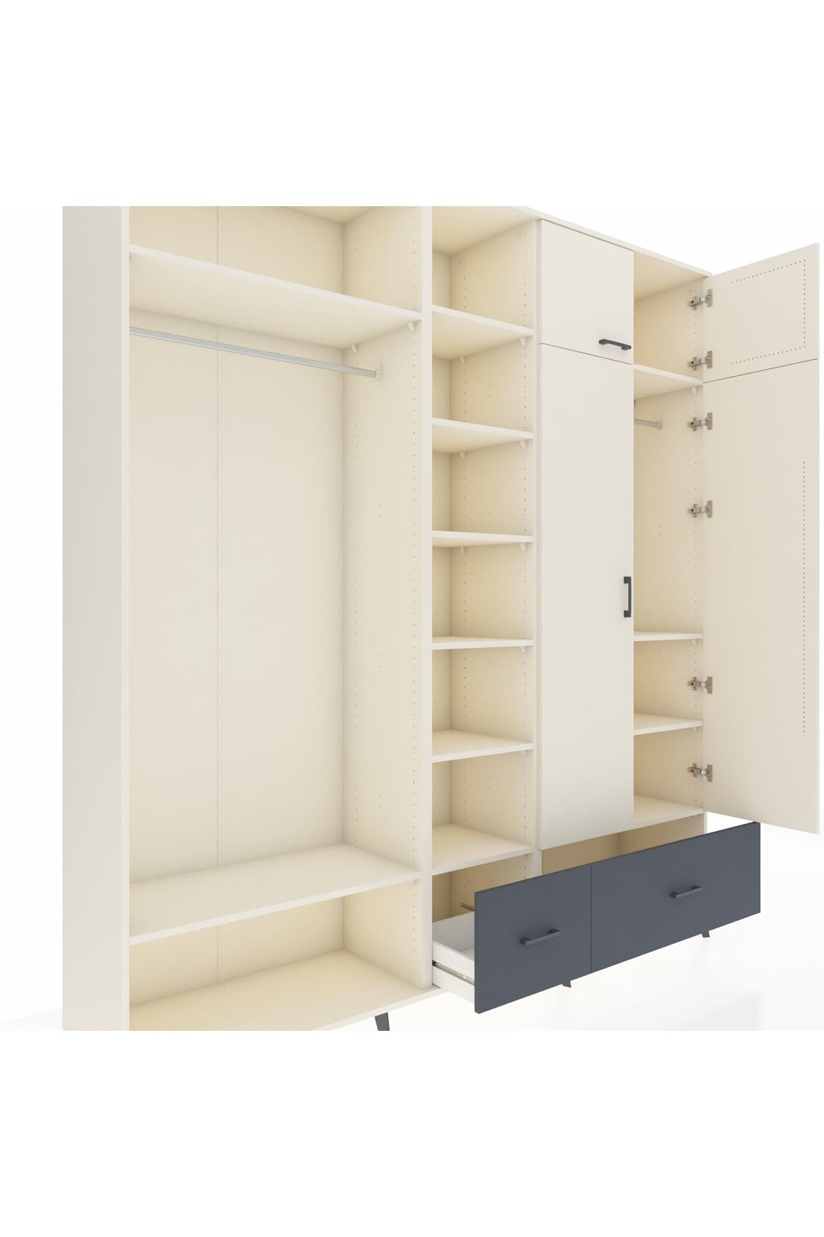 Hyperion Dolap 12 Raflı 2 Çekmeceli 2 Askılı 220x44x243 Aytaşı-Aytaşı/Antrasit