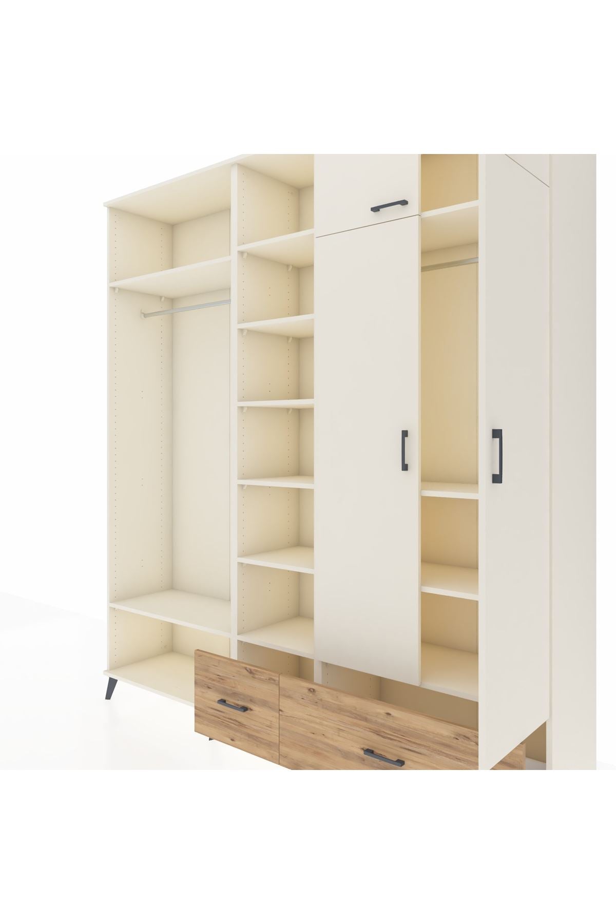 Hyperion Dolap 12 Raflı 2 Çekmeceli 2 Askılı 220x44x243 Aytaşı-Aytaşı/Çam