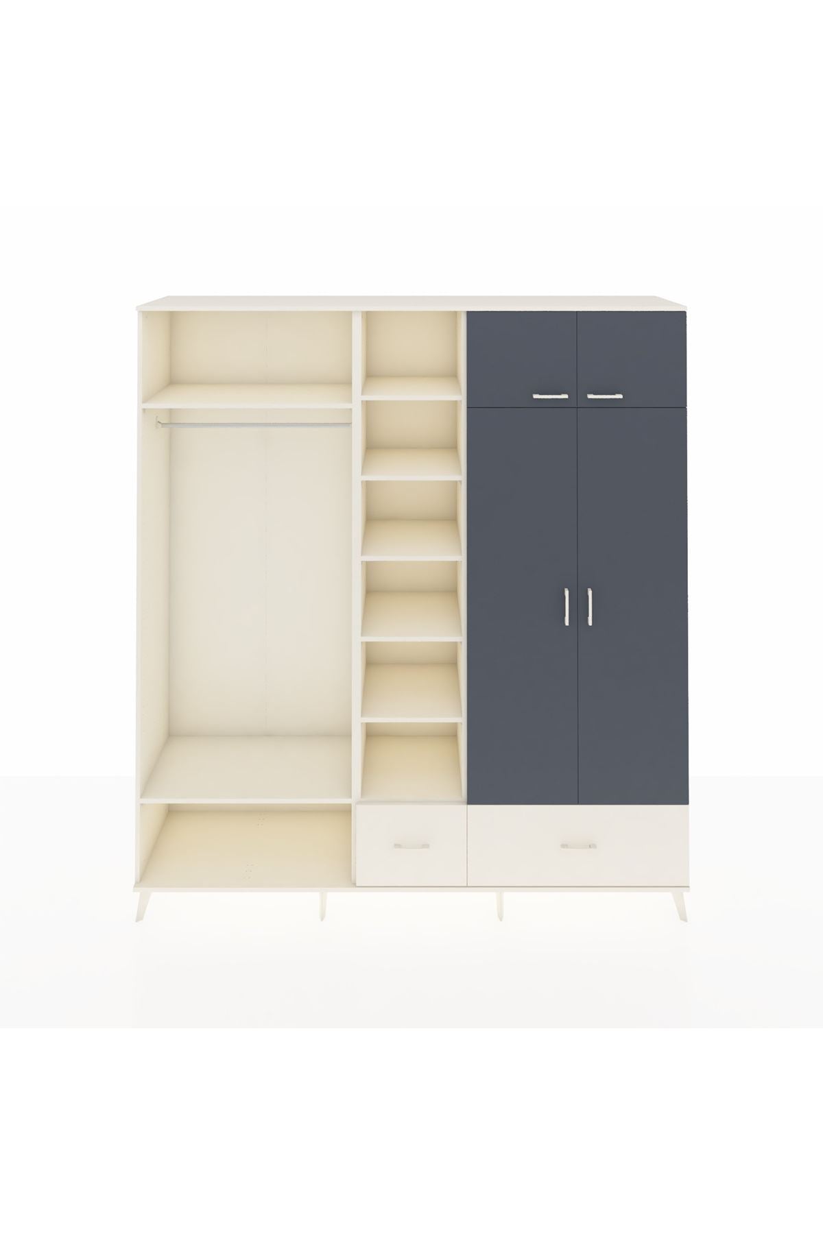 Hyperion Dolap 12 Raflı 2 Çekmeceli 2 Askılı 220x44x243 Aytaşı-Antrasit/Aytaşı