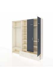 Hyperion Dolap 12 Raflı 2 Çekmeceli 2 Askılı 220x44x243 Aytaşı-Antrasit/Aytaşı