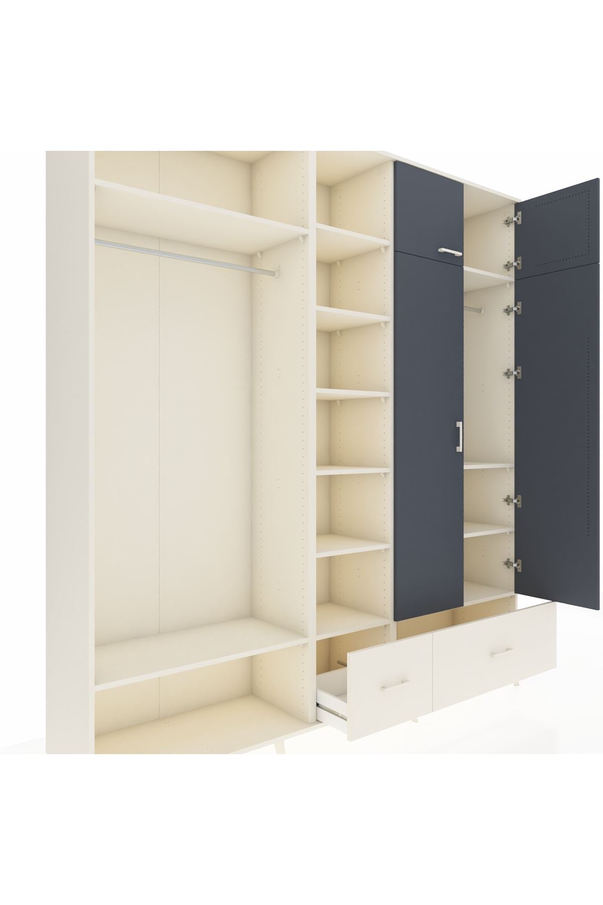 Hyperion Dolap 12 Raflı 2 Çekmeceli 2 Askılı 220x44x243 Aytaşı-Antrasit/Aytaşı