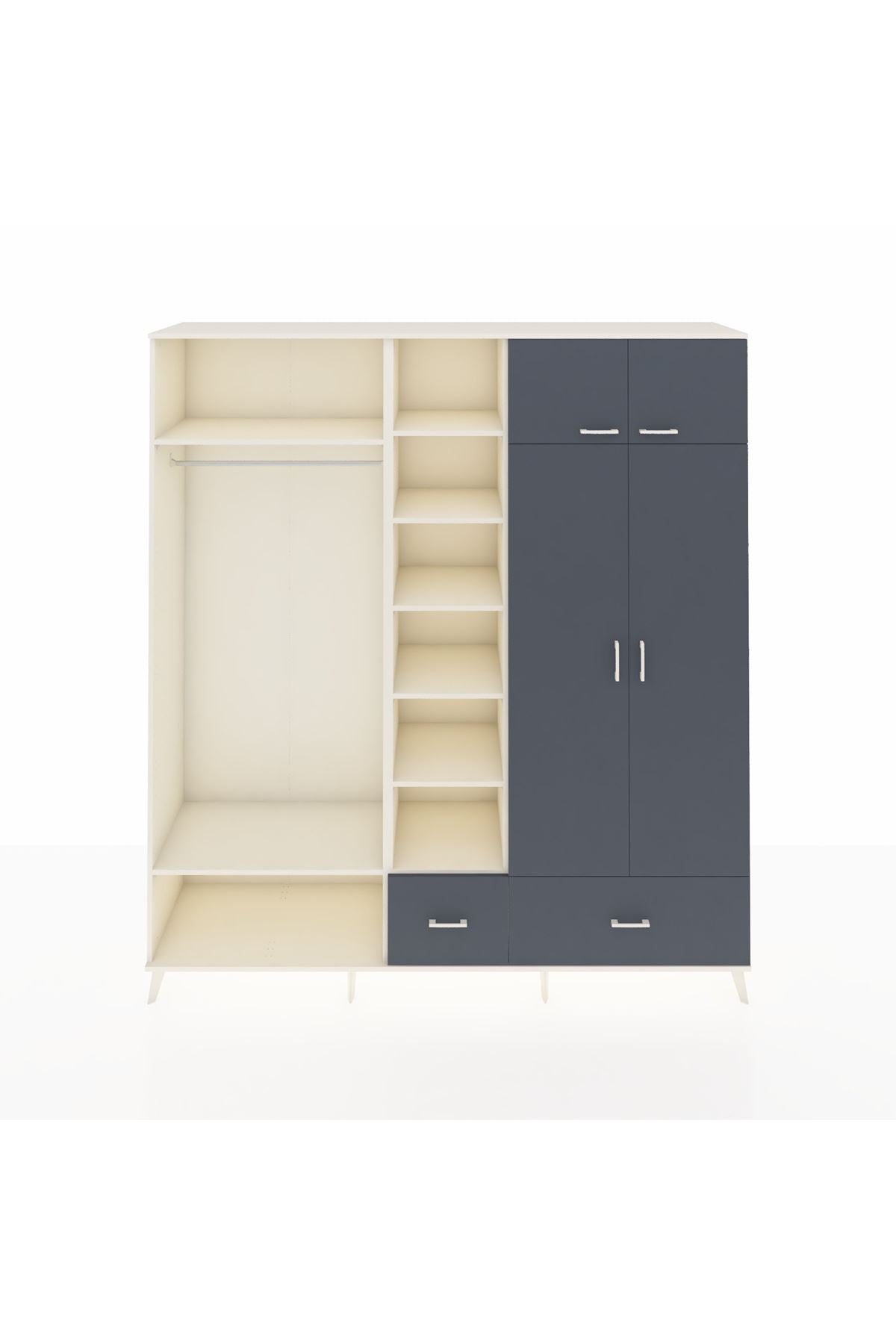 Hyperion Gardrop 12 Raflı 2 Çekmeceli 2 Askılı 220x44x243 Aytaşı-Antrasit/Antrasit