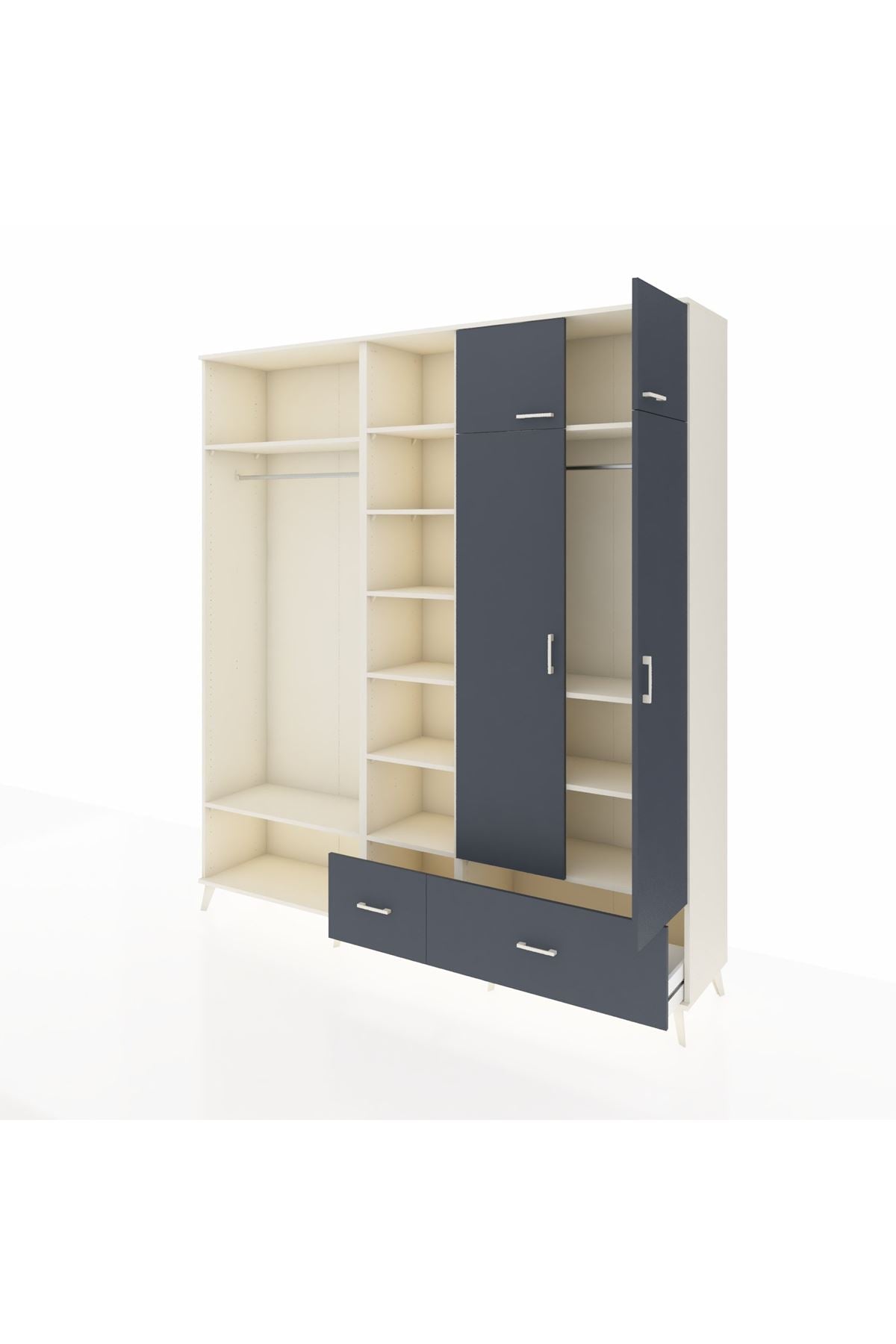 Hyperion Gardrop 12 Raflı 2 Çekmeceli 2 Askılı 220x44x243 Aytaşı-Antrasit/Antrasit