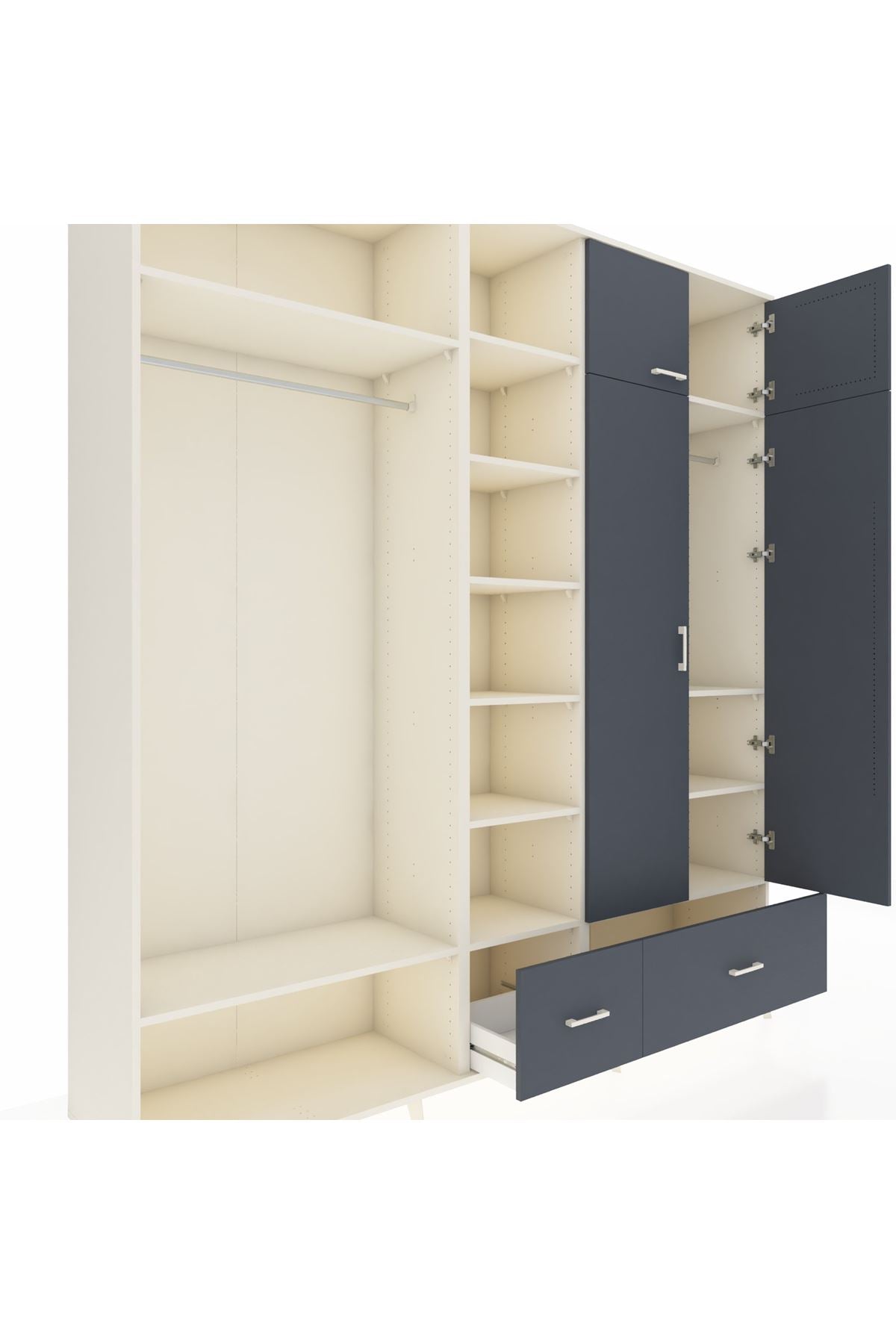 Hyperion Gardrop 12 Raflı 2 Çekmeceli 2 Askılı 220x44x243 Aytaşı-Antrasit/Antrasit