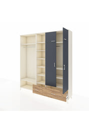 Hyperion Dolap 12 Raflı 2 Çekmeceli 2 Askılı 220x44x243 Aytaşı-Antrasit/Çam