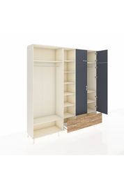 Hyperion Dolap 12 Raflı 2 Çekmeceli 2 Askılı 220x44x243 Aytaşı-Antrasit/Çam