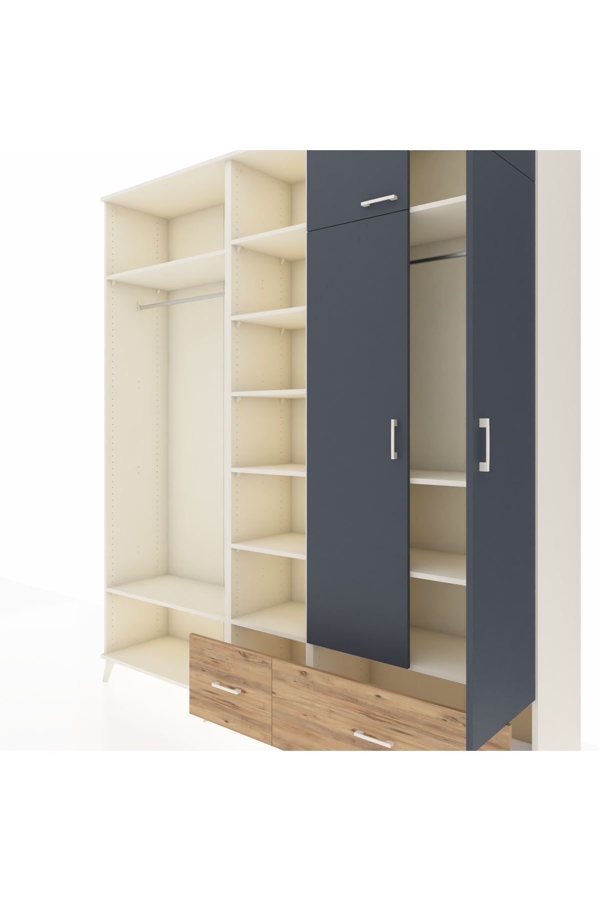 Hyperion Dolap 12 Raflı 2 Çekmeceli 2 Askılı 220x44x243 Aytaşı-Antrasit/Çam