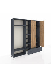 Hyperion Dolap 12 Raflı 2 Çekmeceli 2 Askılı 220x44x243 Antrasit-Çam/Antrasit