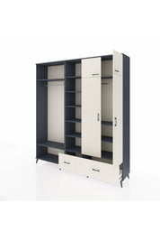 Hyperion Gardrop 12 Raflı 2 Çekmeceli 2 Askılı 220x44x243 Antrasit-Aytaşı/Aytaşı