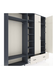 Hyperion Gardrop 12 Raflı 2 Çekmeceli 2 Askılı 220x44x243 Antrasit-Aytaşı/Aytaşı