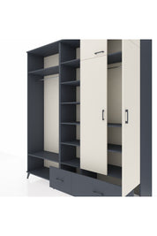 Hyperion Dolap 12 Raflı 2 Çekmeceli 2 Askılı 220x44x243 Antrasit-Aytaşı/Antrasit