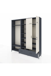 Hyperion Dolap 12 Raflı 2 Çekmeceli 2 Askılı 220x44x243 Antrasit-Aytaşı/Antrasit