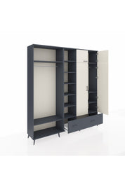 Hyperion Dolap 12 Raflı 2 Çekmeceli 2 Askılı 220x44x243 Antrasit-Aytaşı/Antrasit