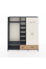 Hyperion Dolap 12 Raflı 2 Çekmeceli 2 Askılı 220x44x243 Antrasit-Aytaşı/Çam