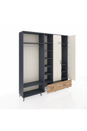 Hyperion Dolap 12 Raflı 2 Çekmeceli 2 Askılı 220x44x243 Antrasit-Aytaşı/Çam