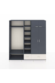 Hyperion Dolap 12 Raflı 2 Çekmeceli 2 Askılı 220x44x243 Antrasit-Antrasit/Aytaşı